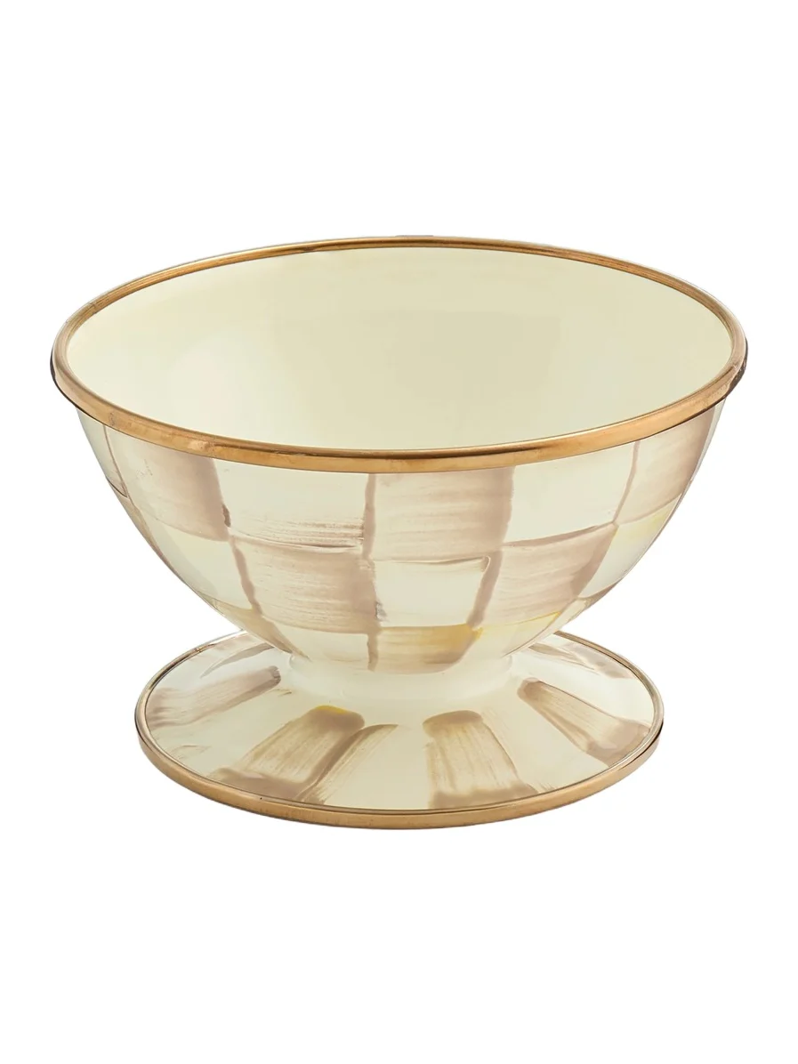MacKenzie-Childs Mocha Check Ice Cream Dish