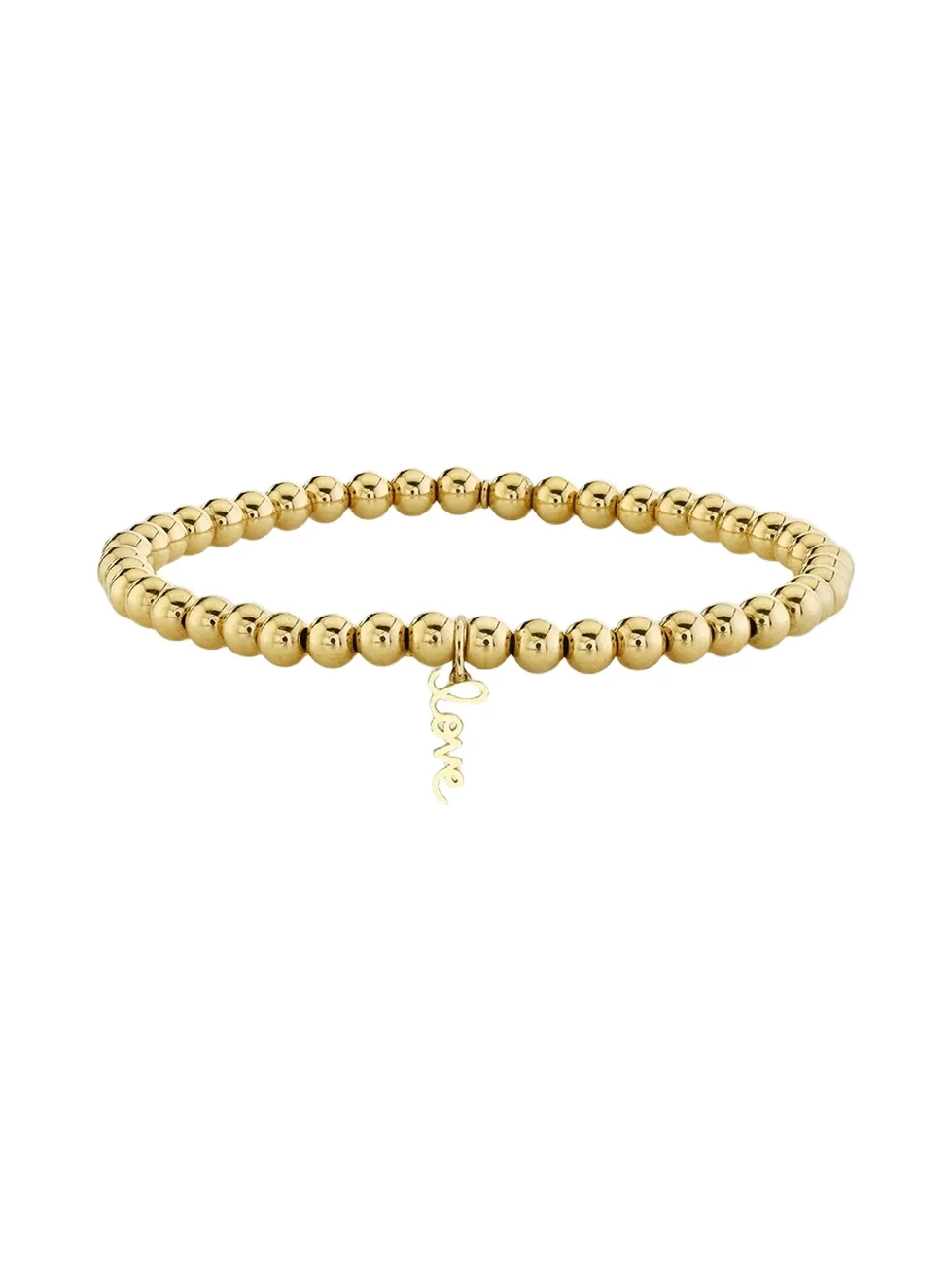 Women's Pure 14K Yellow Gold "Love" Beaded Stretch Bracelet Women's Pure 14K Yellow Gold "Love" Beaded Stretch Bracelet