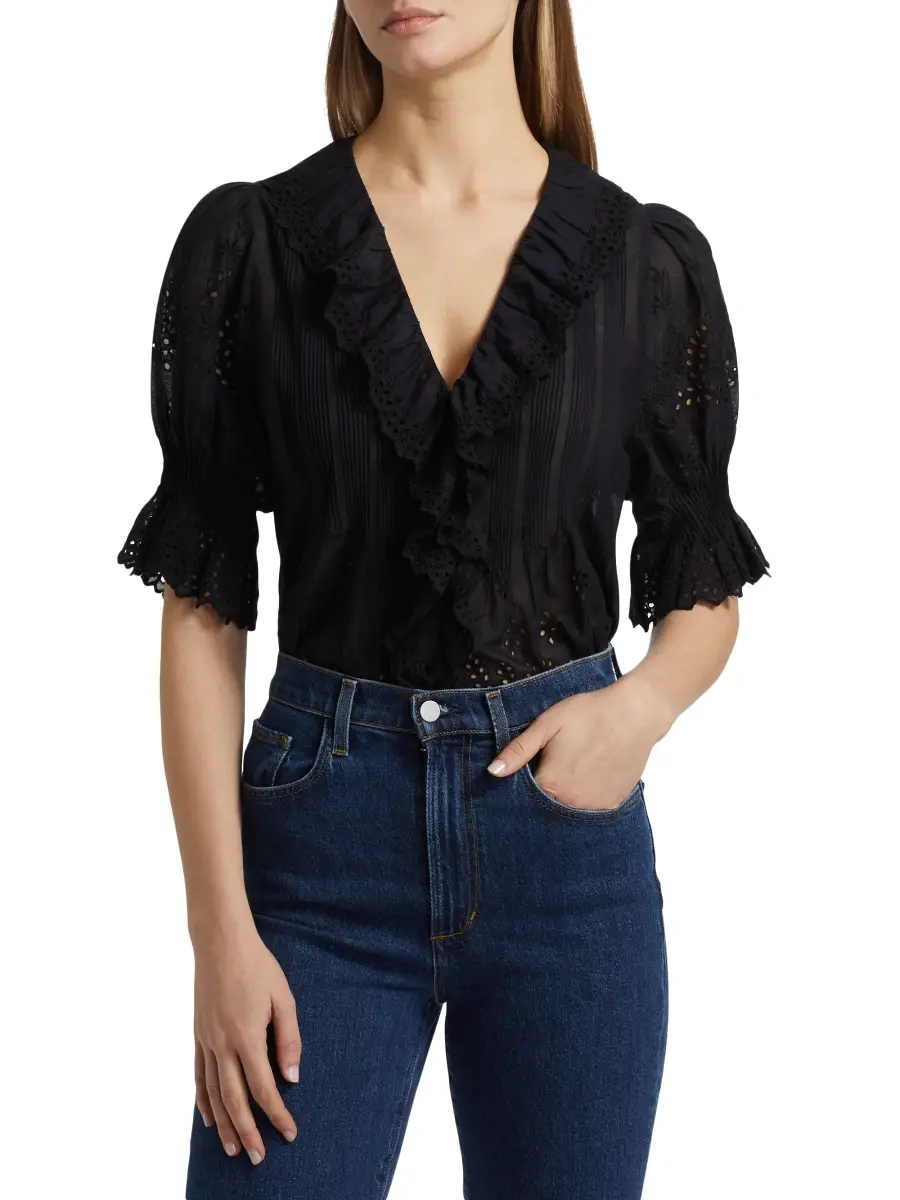 DÔEN Women's Henri Voile Eyelet Top | Thumbnail 3 DÔEN Women's Henri Voile Eyelet Top | Thumbnail 3