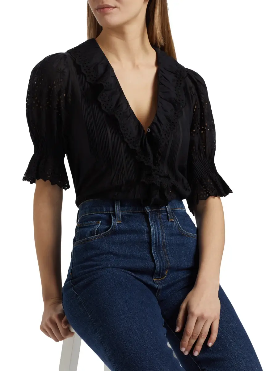 DÔEN Women's Henri Voile Eyelet Top | Thumbnail 6 DÔEN Women's Henri Voile Eyelet Top | Thumbnail 6