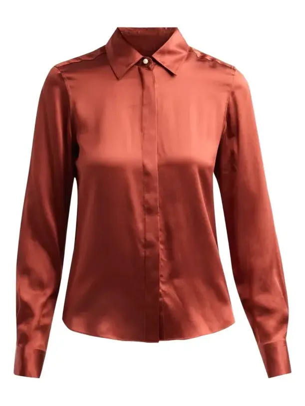 Women's Pleat-Back Silk Blouse