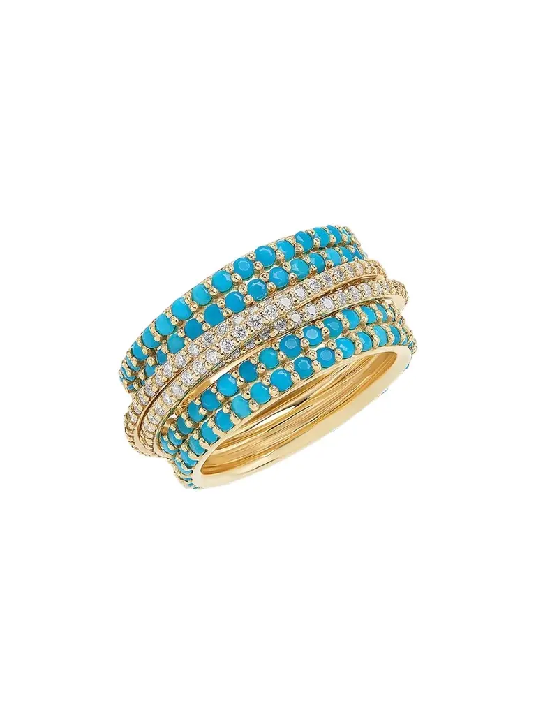 Lana Women's 14K Yellow Gold, Turquoise & 1.17 TCW Diamond Spinner Ring