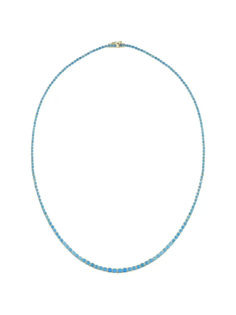 Women's 14K Yellow Gold & 5.00 TCW Turquoise Graduating Tennis Necklace/17" Women's 14K Yellow Gold & 5.00 TCW Turquoise Graduating Tennis Necklace/17"