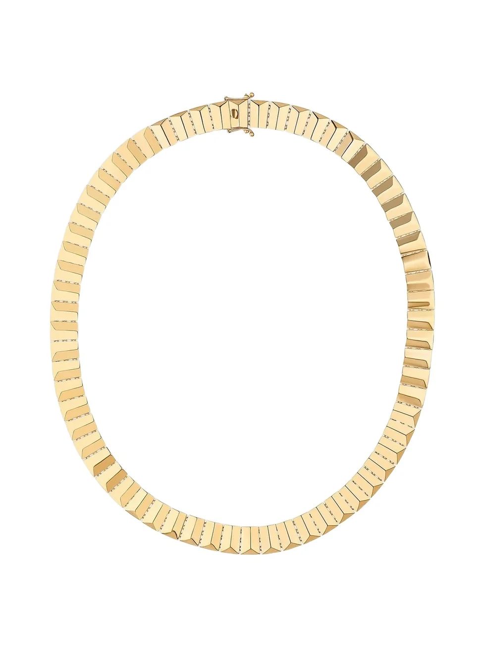 Women's 14K Yellow Gold Flash Tile Grooved Necklace