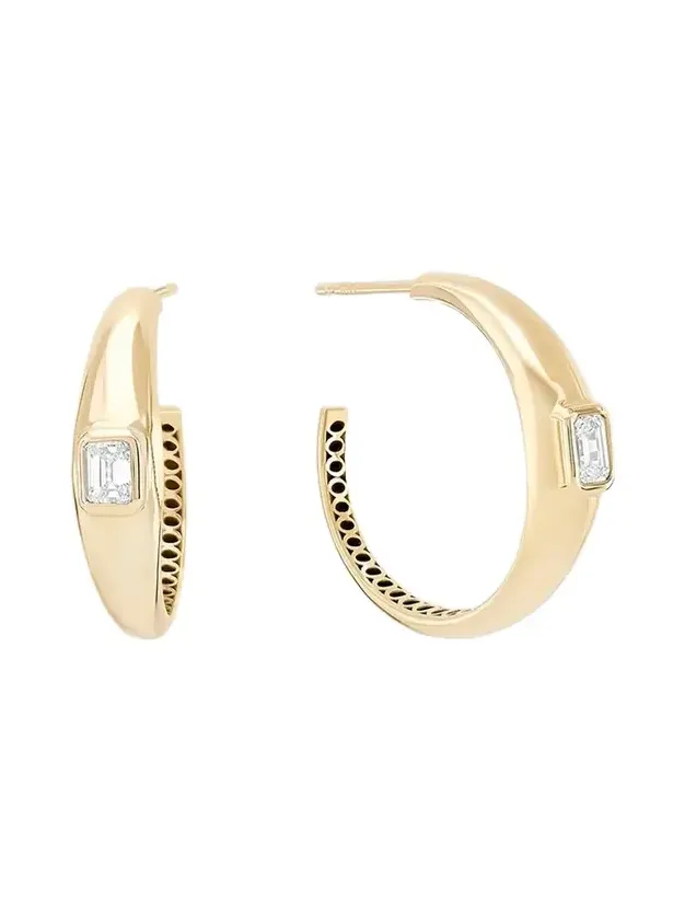 Women's 14K Yellow Gold & 0.40 TCW Diamond Curved Hoop Earrings Women's 14K Yellow Gold & 0.40 TCW Diamond Curved Hoop Earrings