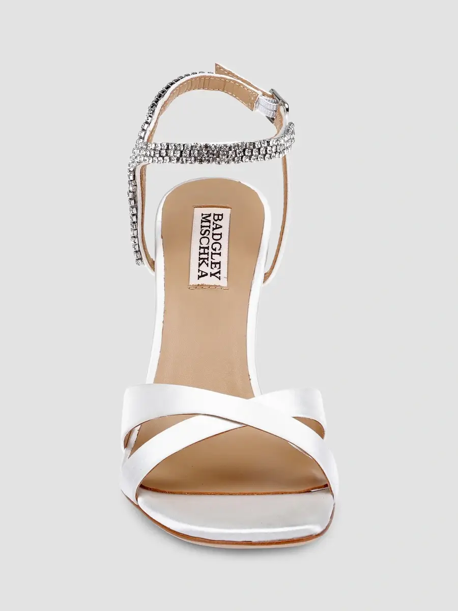 BADGLEY MISCHKA Women's Reagan 95MM Embellished Satin Sandals | Thumbnail 4 BADGLEY MISCHKA Women's Reagan 95MM Embellished Satin Sandals | Thumbnail 4
