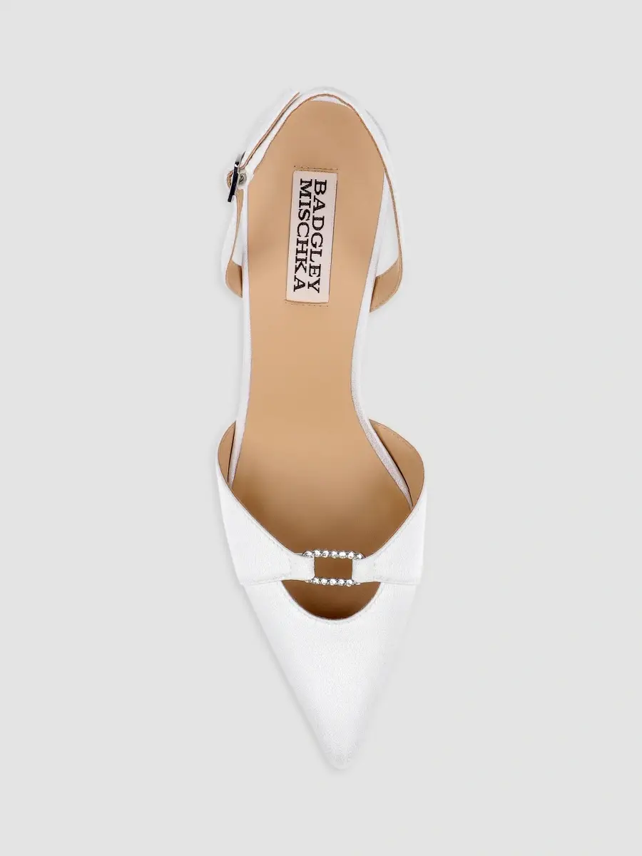 BADGLEY MISCHKA Women's Roger 65MM Embellished Satin Slingback Pumps | Thumbnail 5