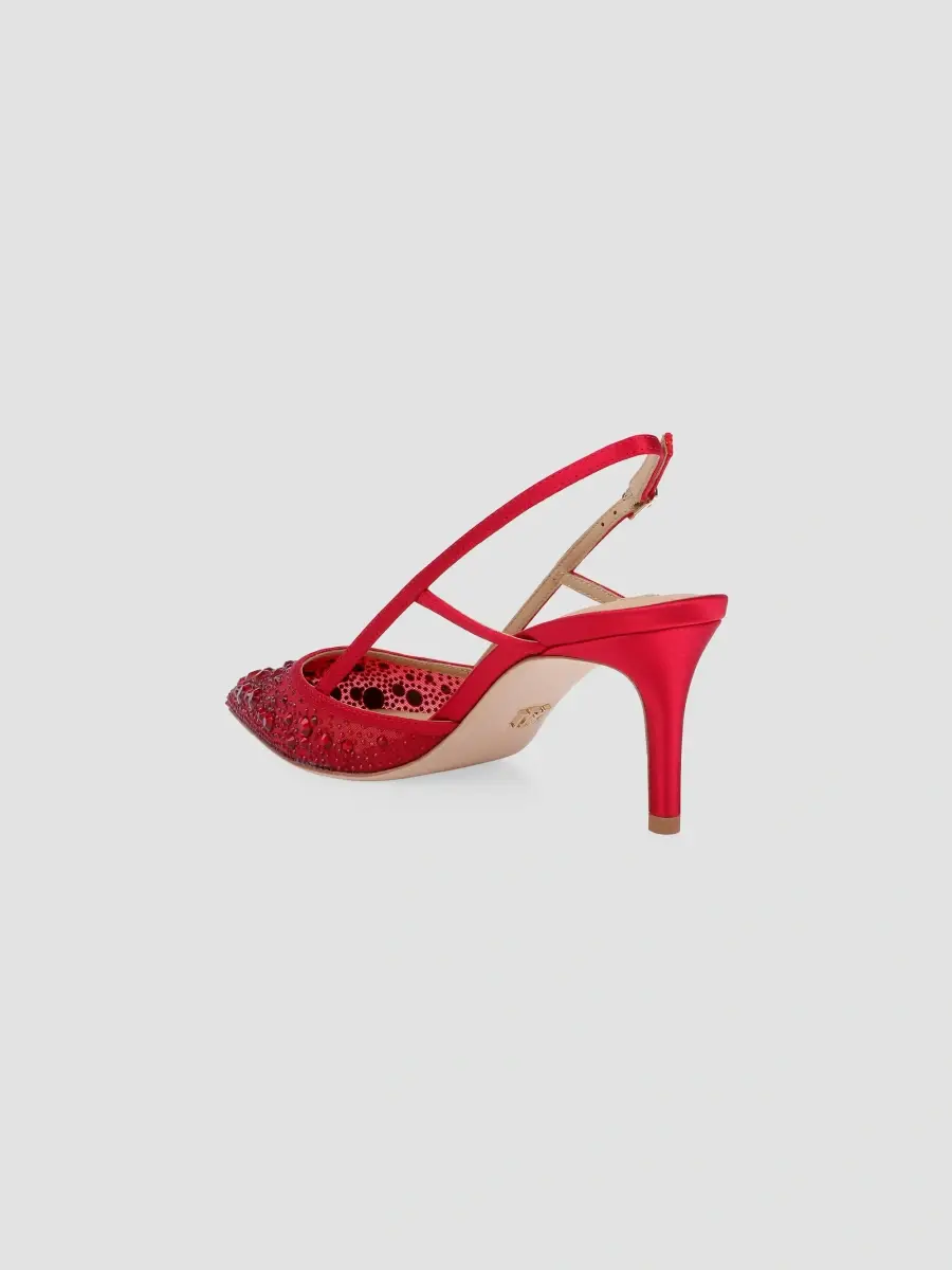 BADGLEY MISCHKA Women's Reem 65MM Crystal-Embellished Mesh & Satin Slingback Pumps | Thumbnail 3