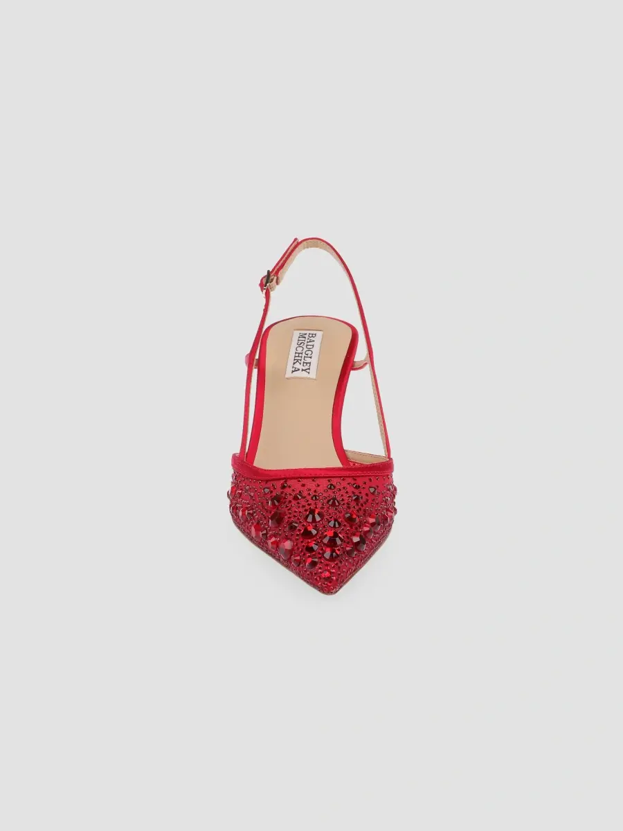BADGLEY MISCHKA Women's Reem 65MM Crystal-Embellished Mesh & Satin Slingback Pumps | Thumbnail 4