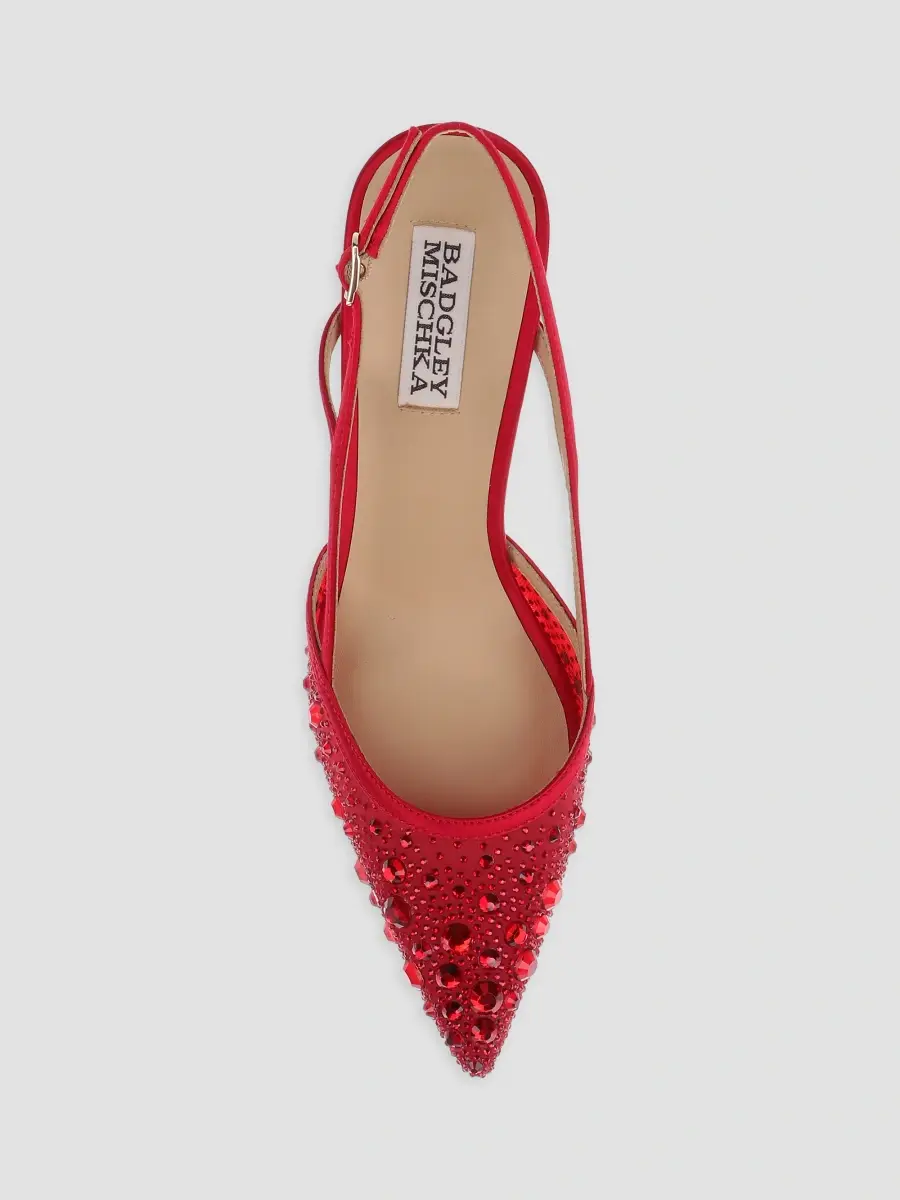 BADGLEY MISCHKA Women's Reem 65MM Crystal-Embellished Mesh & Satin Slingback Pumps | Thumbnail 5