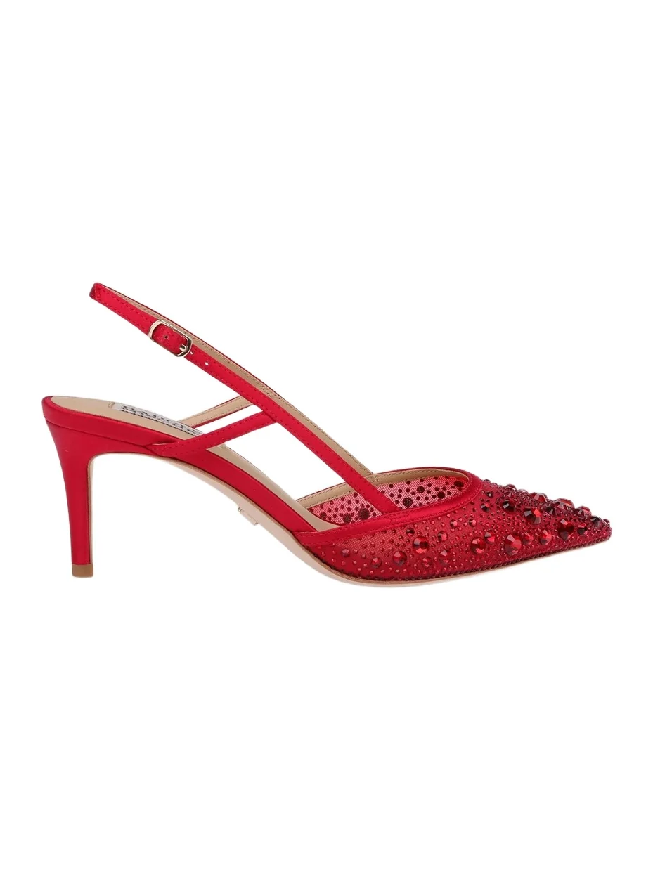 BADGLEY MISCHKA Women's Reem 65MM Crystal-Embellished Mesh & Satin Slingback Pumps