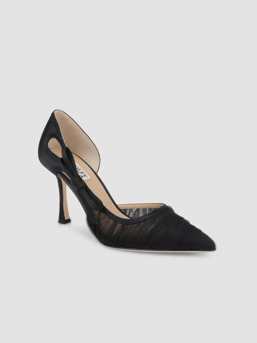 BADGLEY MISCHKA Women's Rayna 85MM Bow-Detail Tulle & Satin D'Orsay Pumps | Thumbnail 2 BADGLEY MISCHKA Women's Rayna 85MM Bow-Detail Tulle & Satin D'Orsay Pumps | Thumbnail 2