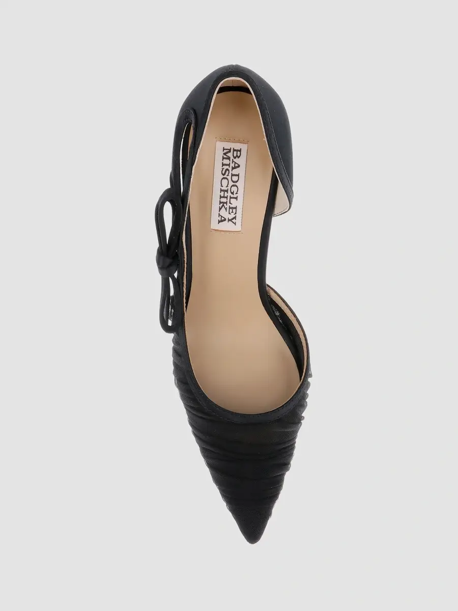 BADGLEY MISCHKA Women's Rayna 85MM Bow-Detail Tulle & Satin D'Orsay Pumps | Thumbnail 5 BADGLEY MISCHKA Women's Rayna 85MM Bow-Detail Tulle & Satin D'Orsay Pumps | Thumbnail 5