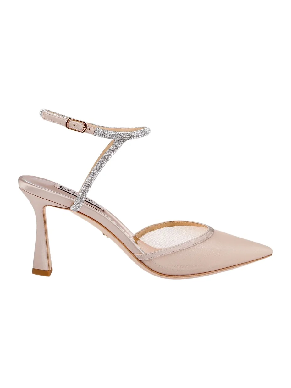 BADGLEY MISCHKA Women's Kamilah III 80MM Embellished Mesh-Satin Pumps