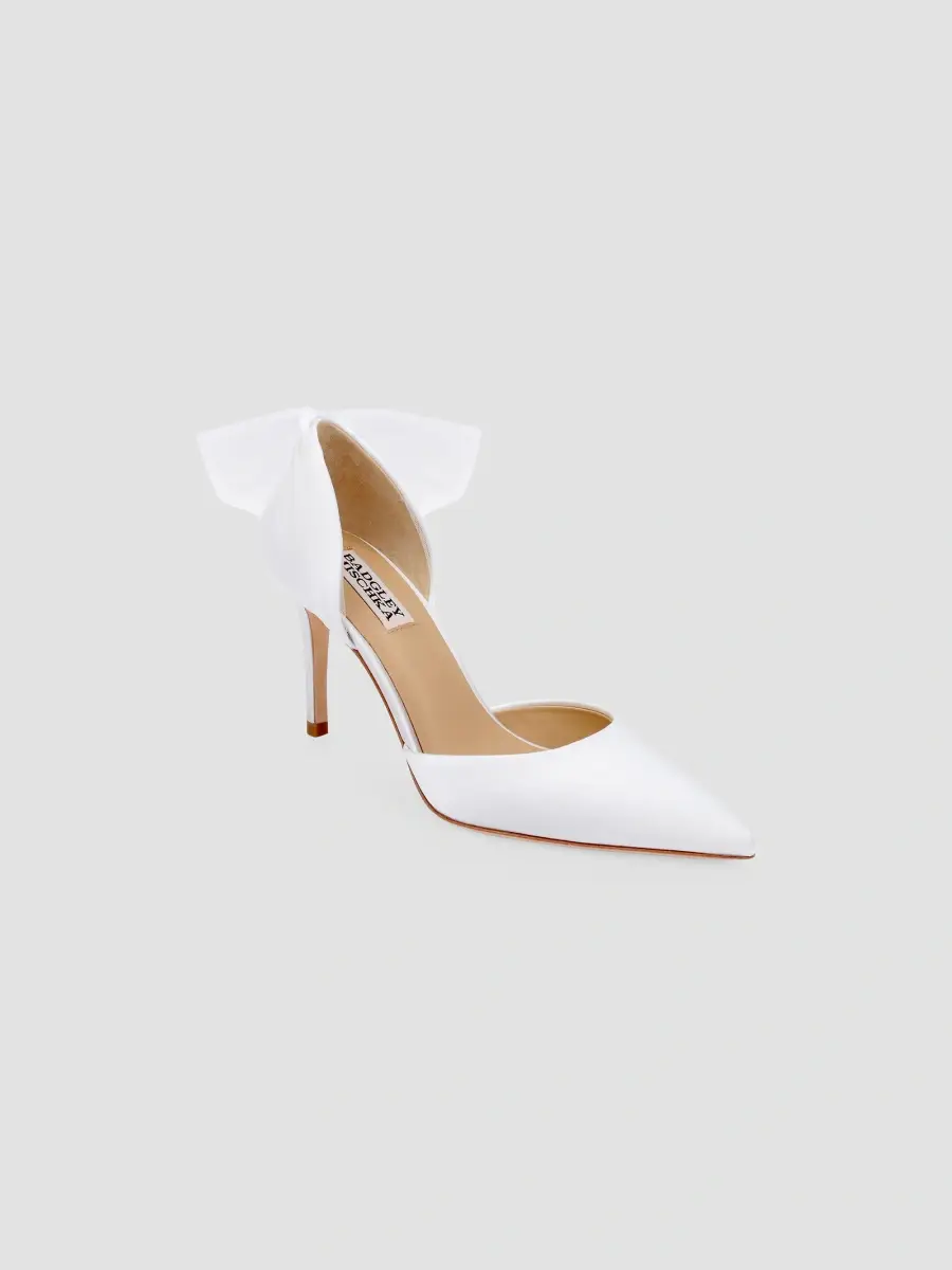 BADGLEY MISCHKA Women's Rosalie 85MM Tulle Bow Satin Pumps | Thumbnail 2 BADGLEY MISCHKA Women's Rosalie 85MM Tulle Bow Satin Pumps | Thumbnail 2