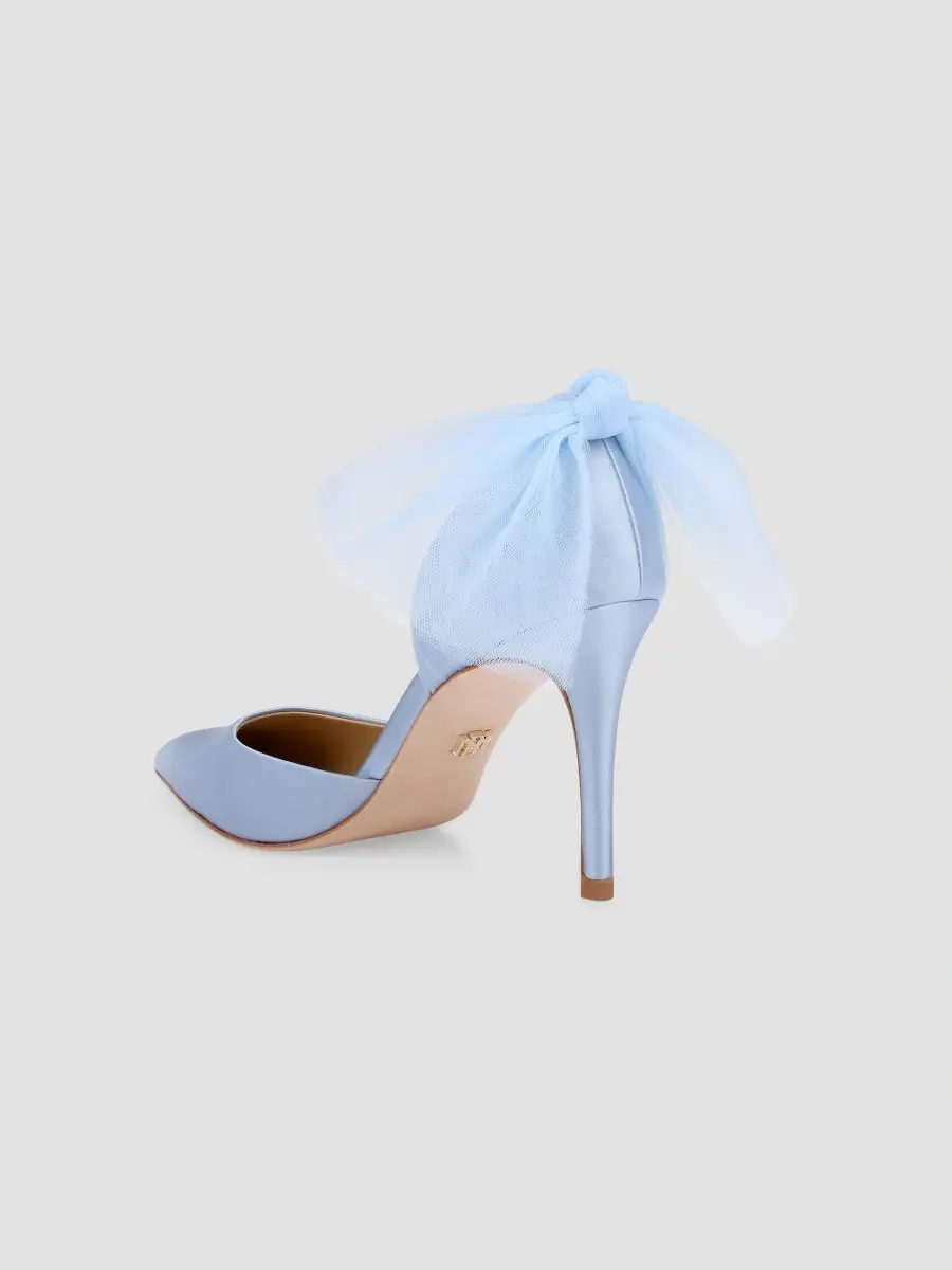 BADGLEY MISCHKA Women's Rosalie 85MM Tulle Bow Satin Pumps | Thumbnail 3 BADGLEY MISCHKA Women's Rosalie 85MM Tulle Bow Satin Pumps | Thumbnail 3