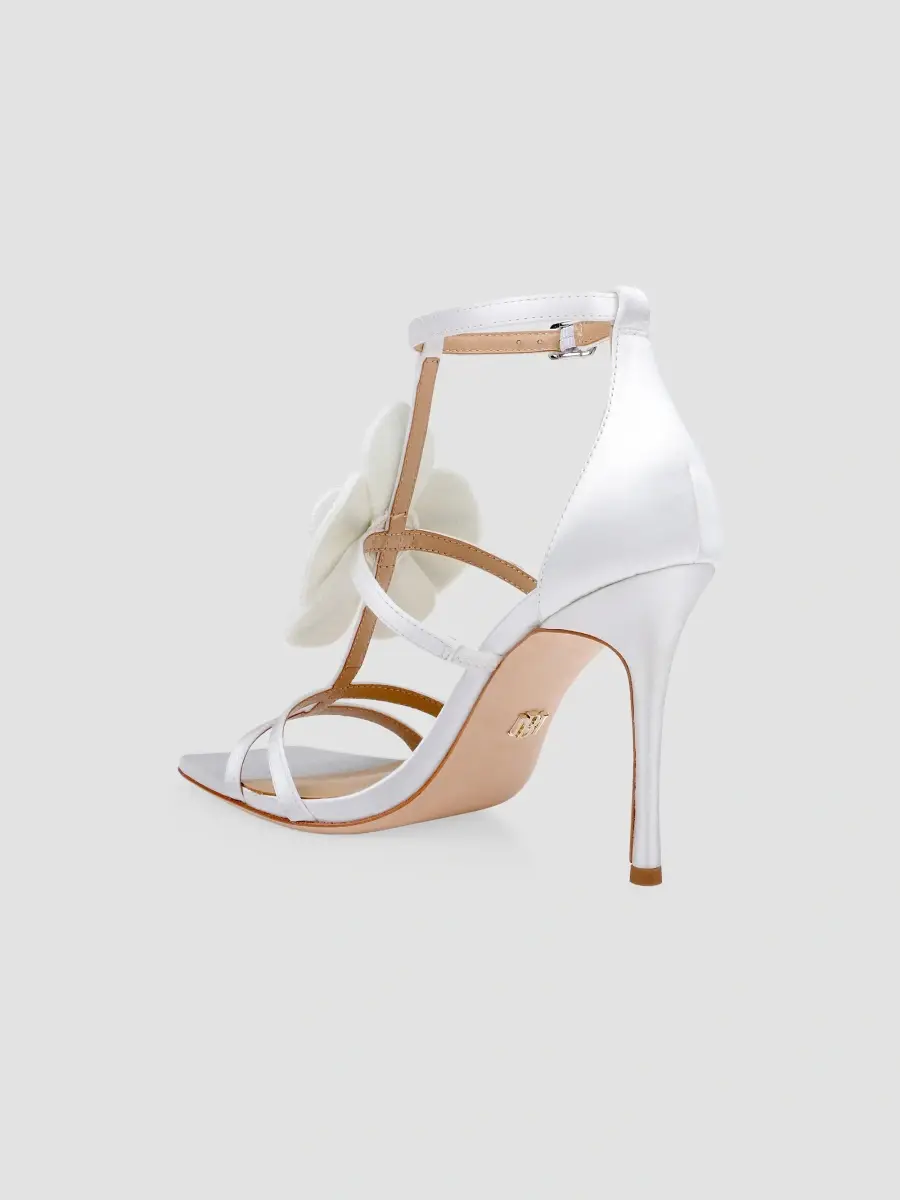 BADGLEY MISCHKA Women's Rosalia 95MM Floral-Appliqué Satin Sandals | Thumbnail 3 BADGLEY MISCHKA Women's Rosalia 95MM Floral-Appliqué Satin Sandals | Thumbnail 3