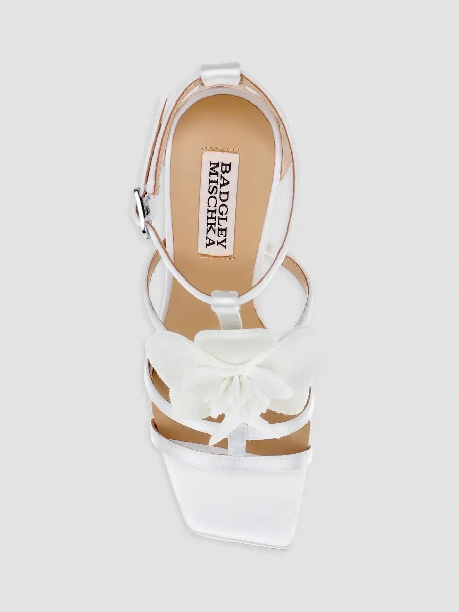 BADGLEY MISCHKA Women's Rosalia 95MM Floral-Appliqué Satin Sandals | Thumbnail 5 BADGLEY MISCHKA Women's Rosalia 95MM Floral-Appliqué Satin Sandals | Thumbnail 5