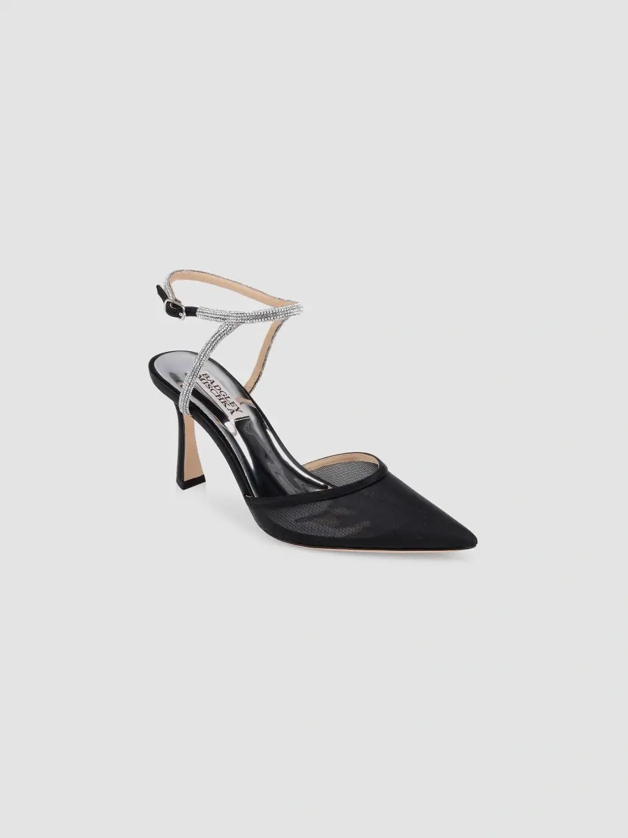 BADGLEY MISCHKA Women's Kamilah III 80MM Embellished Mesh-Satin Pumps | Thumbnail 2