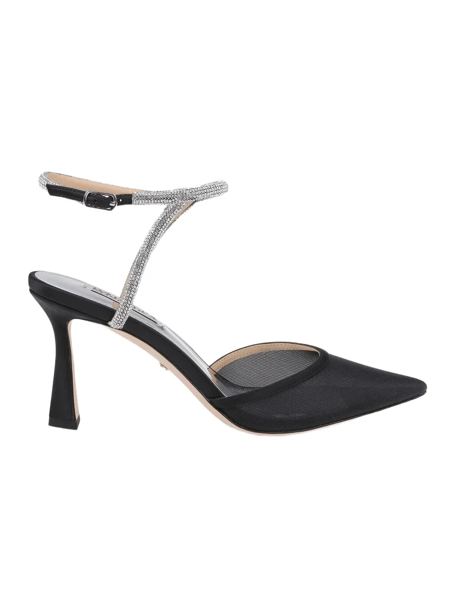 BADGLEY MISCHKA Women's Kamilah III 80MM Embellished Mesh-Satin Pumps