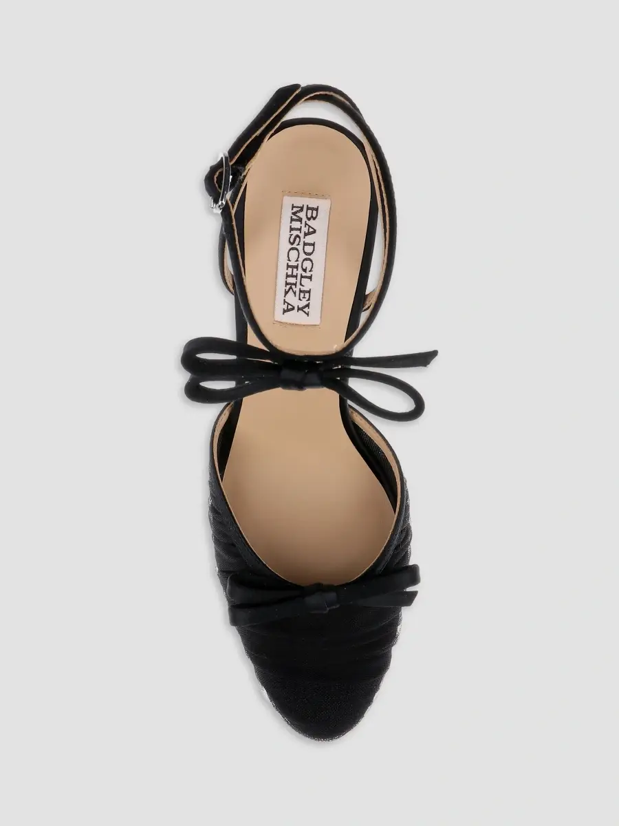BADGLEY MISCHKA Women's Rebeca 85MM Bow-Detail Tulle & Satin Pumps - Black Satin | Thumbnail 5