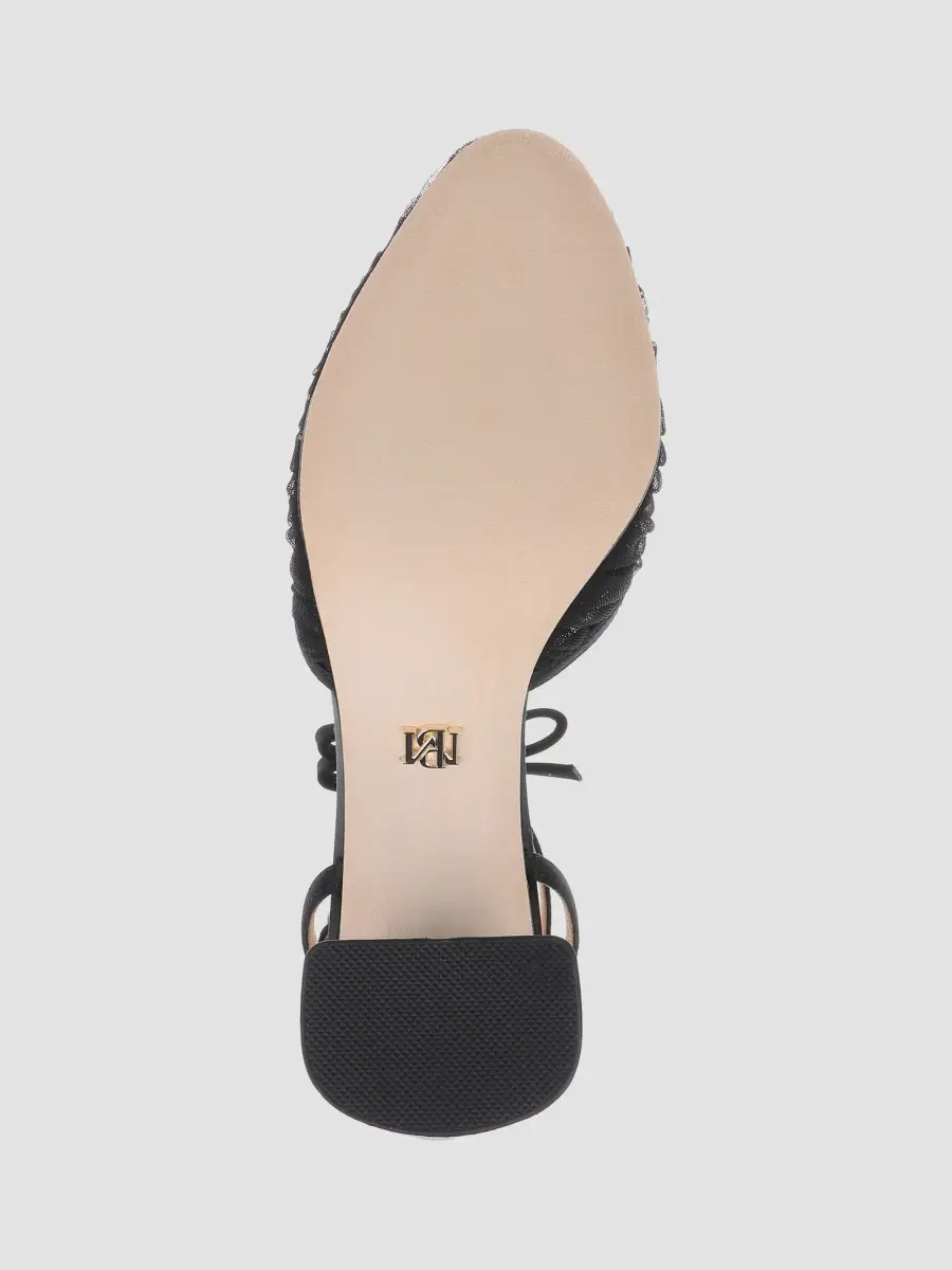 BADGLEY MISCHKA Women's Rebeca 85MM Bow-Detail Tulle & Satin Pumps - Black Satin | Thumbnail 6