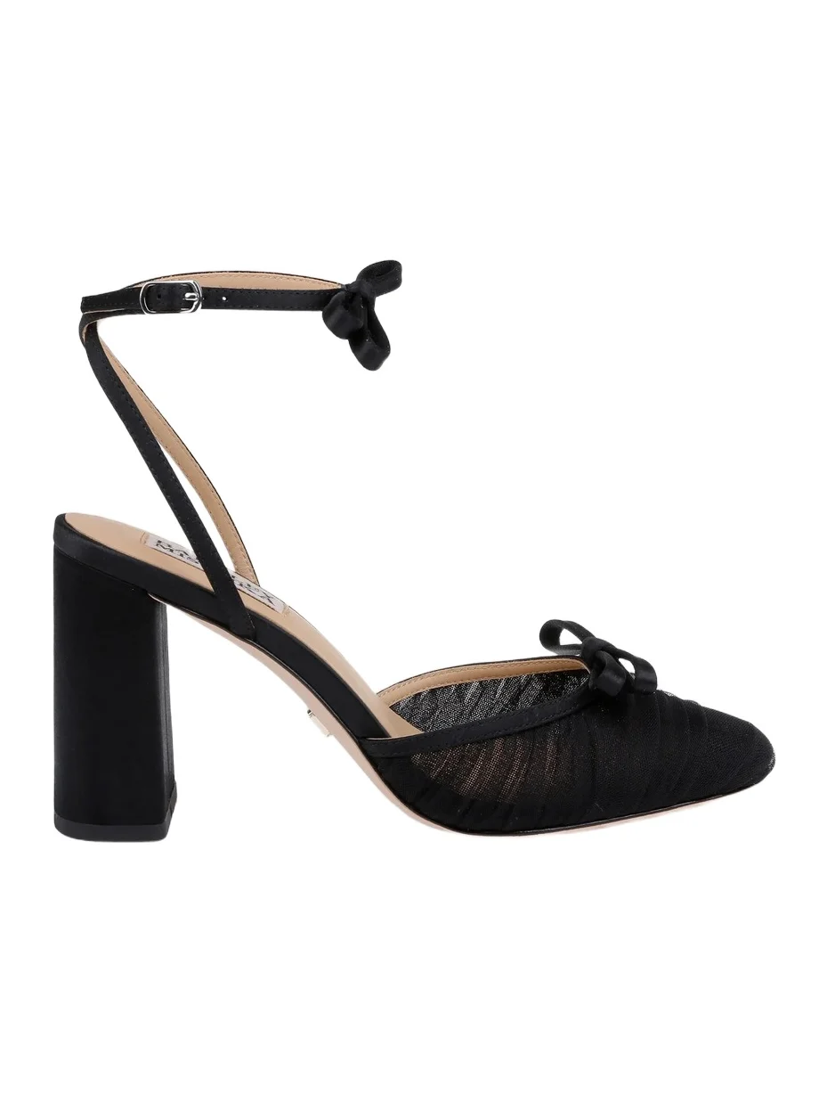 BADGLEY MISCHKA Women's Rebeca 85MM Bow-Detail Tulle & Satin Pumps - Black Satin