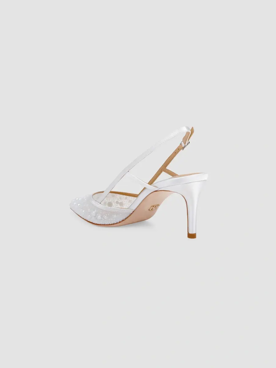 BADGLEY MISCHKA Women's Reem 65MM Crystal-Embellished Mesh & Satin Slingback Pumps | Thumbnail 3 BADGLEY MISCHKA Women's Reem 65MM Crystal-Embellished Mesh & Satin Slingback Pumps | Thumbnail 3