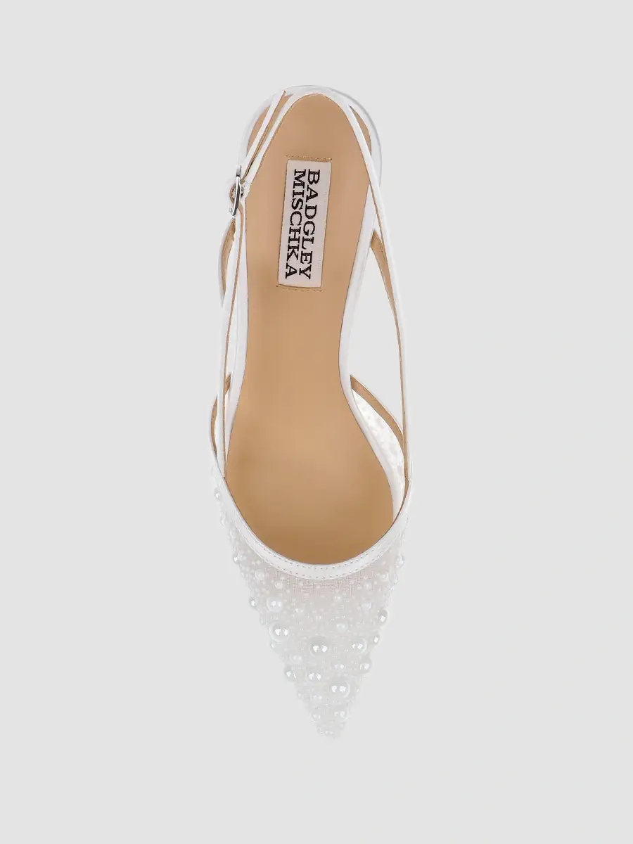 BADGLEY MISCHKA Women's Reem 65MM Crystal-Embellished Mesh & Satin Slingback Pumps | Thumbnail 5 BADGLEY MISCHKA Women's Reem 65MM Crystal-Embellished Mesh & Satin Slingback Pumps | Thumbnail 5