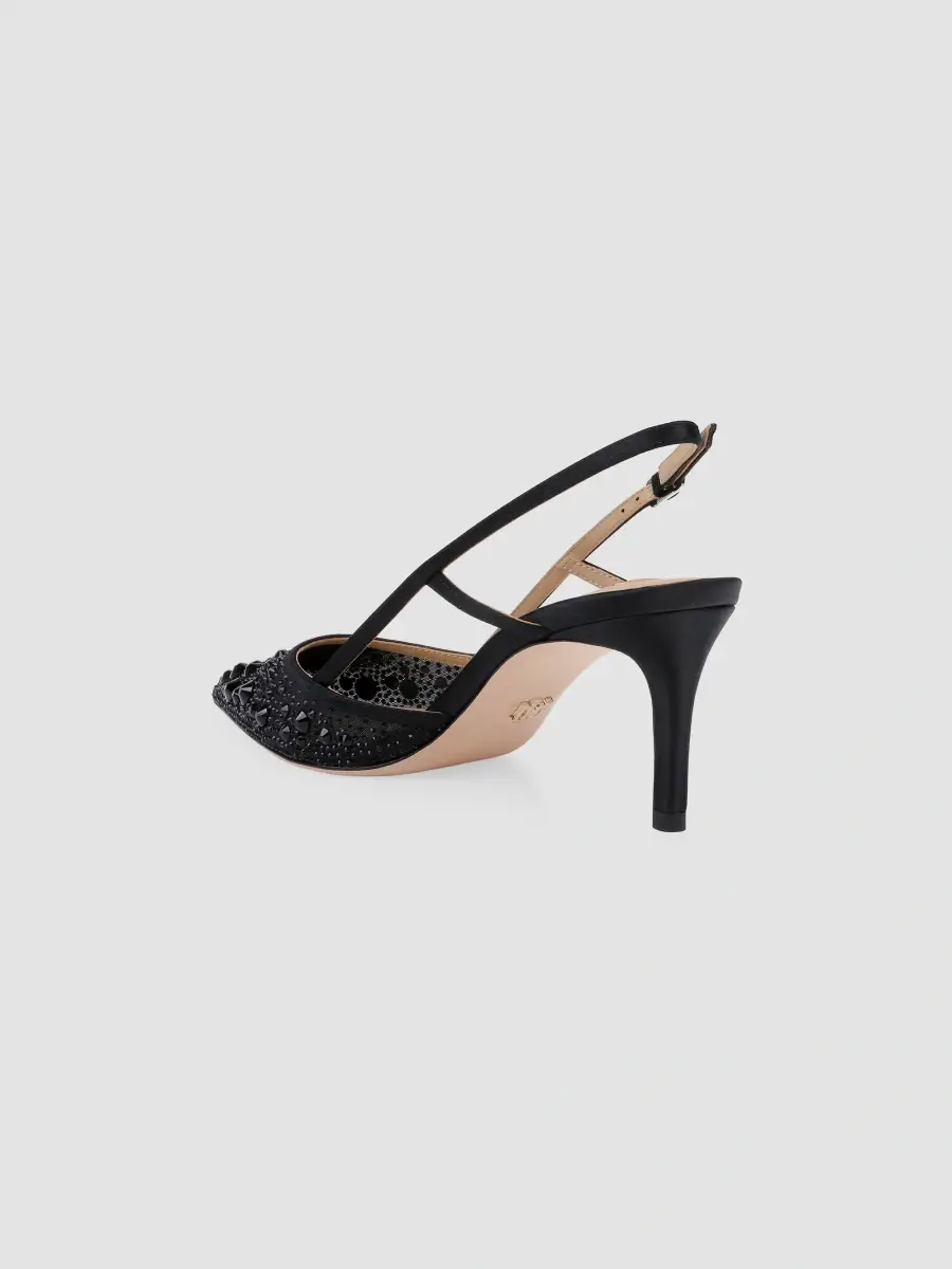 BADGLEY MISCHKA Women's Reem 65MM Crystal-Embellished Mesh & Satin Slingback Pumps | Thumbnail 3 BADGLEY MISCHKA Women's Reem 65MM Crystal-Embellished Mesh & Satin Slingback Pumps | Thumbnail 3