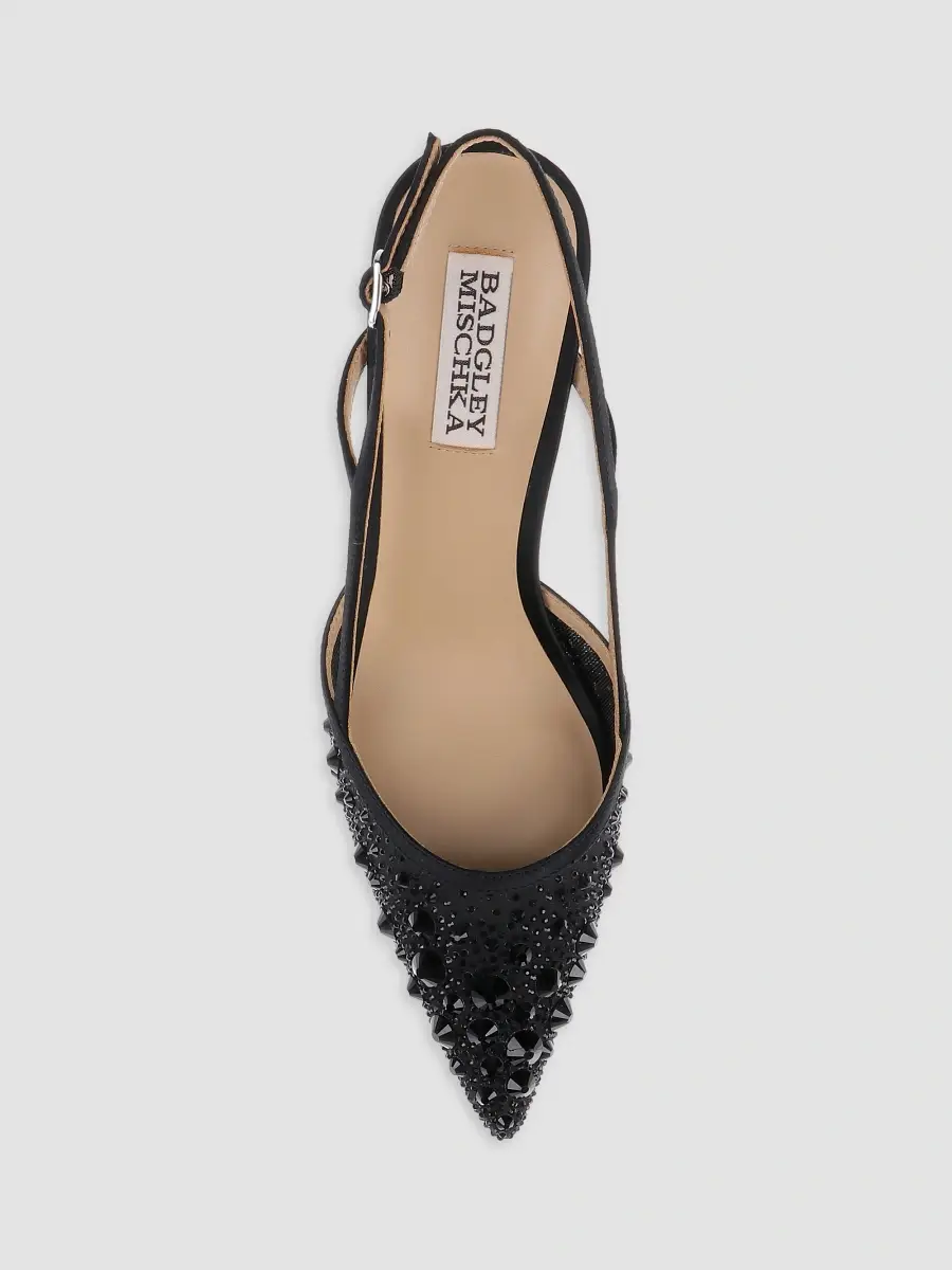 BADGLEY MISCHKA Women's Reem 65MM Crystal-Embellished Mesh & Satin Slingback Pumps | Thumbnail 5 BADGLEY MISCHKA Women's Reem 65MM Crystal-Embellished Mesh & Satin Slingback Pumps | Thumbnail 5