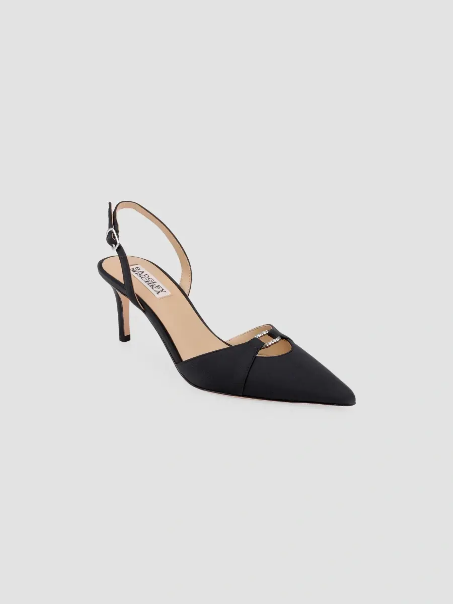 BADGLEY MISCHKA Women's Roger 65MM Embellished Satin Slingback Pumps | Thumbnail 2