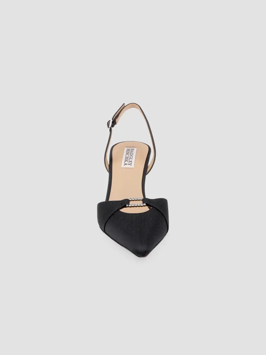 BADGLEY MISCHKA Women's Roger 65MM Embellished Satin Slingback Pumps | Thumbnail 4