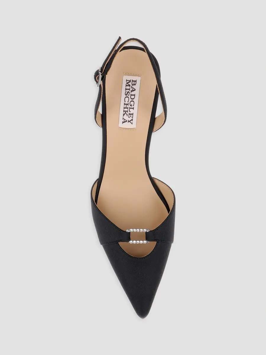 BADGLEY MISCHKA Women's Roger 65MM Embellished Satin Slingback Pumps | Thumbnail 5