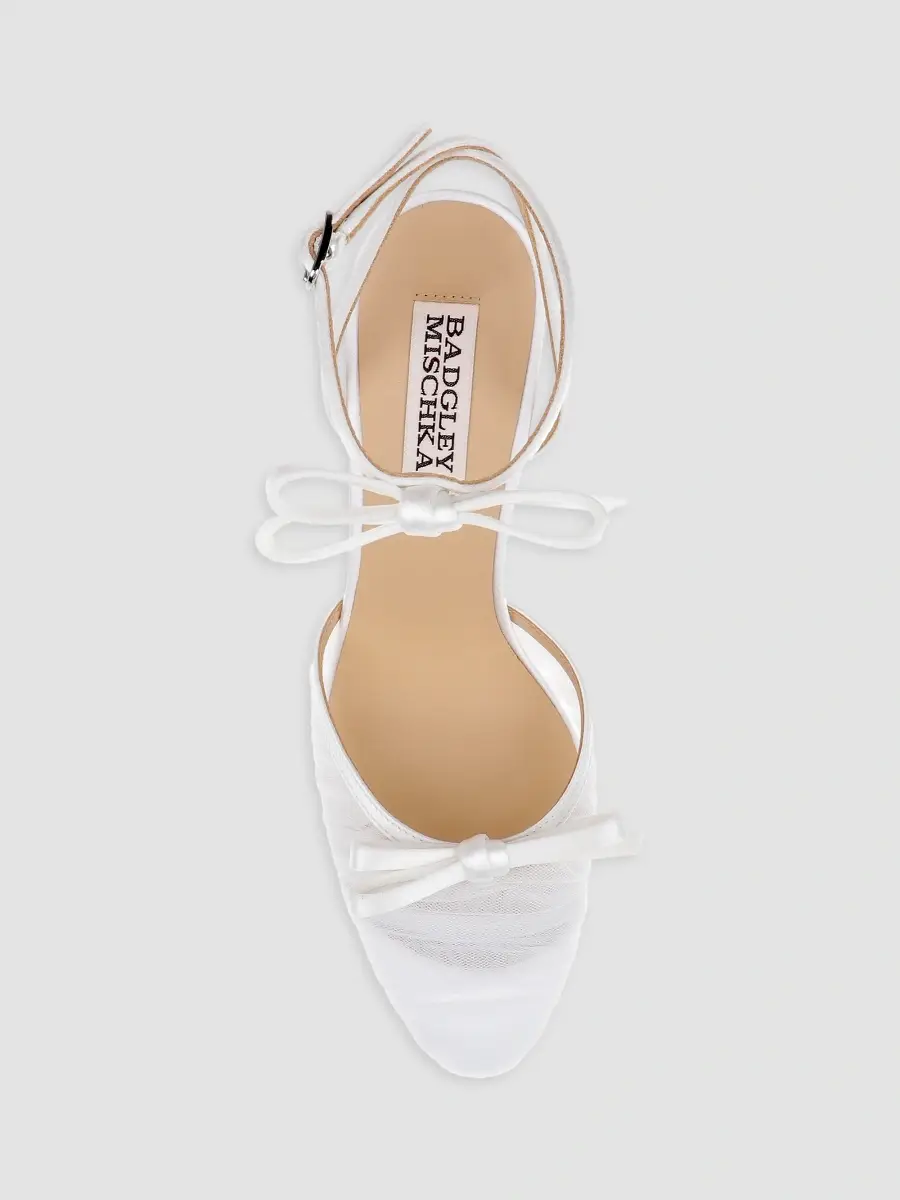 BADGLEY MISCHKA Women's Rebeca 85MM Bow-Detail Tulle & Satin Pumps - White Satin | Thumbnail 5 BADGLEY MISCHKA Women's Rebeca 85MM Bow-Detail Tulle & Satin Pumps - White Satin | Thumbnail 5