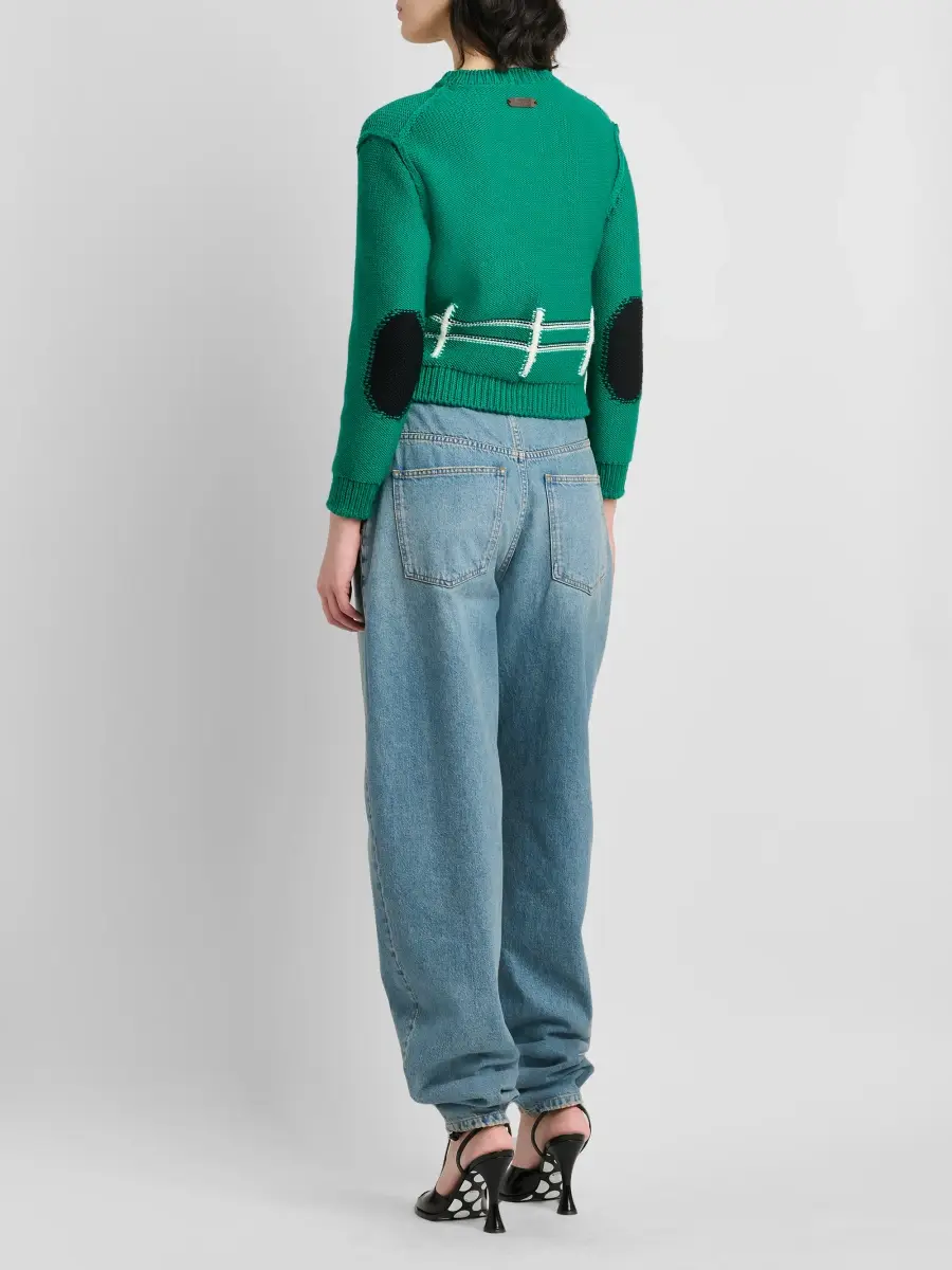 MOSCHINO Women's Sheep Jacquard Wool Crewneck Sweater | Thumbnail 3 MOSCHINO Women's Sheep Jacquard Wool Crewneck Sweater | Thumbnail 3