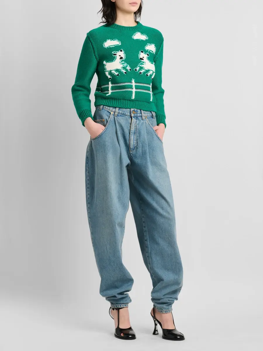 MOSCHINO Women's Sheep Jacquard Wool Crewneck Sweater | Thumbnail 4 MOSCHINO Women's Sheep Jacquard Wool Crewneck Sweater | Thumbnail 4