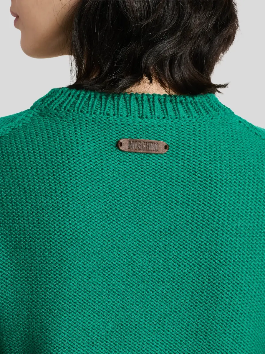 MOSCHINO Women's Sheep Jacquard Wool Crewneck Sweater | Thumbnail 5 MOSCHINO Women's Sheep Jacquard Wool Crewneck Sweater | Thumbnail 5