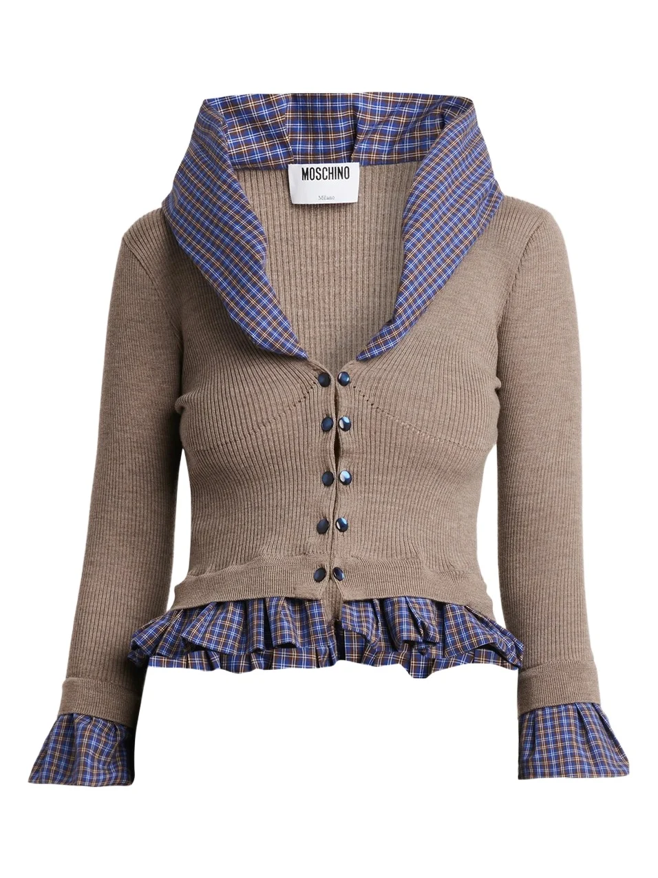 Women's Contrast-Trim Rib-Knit Wool Cardigan Women's Contrast-Trim Rib-Knit Wool Cardigan
