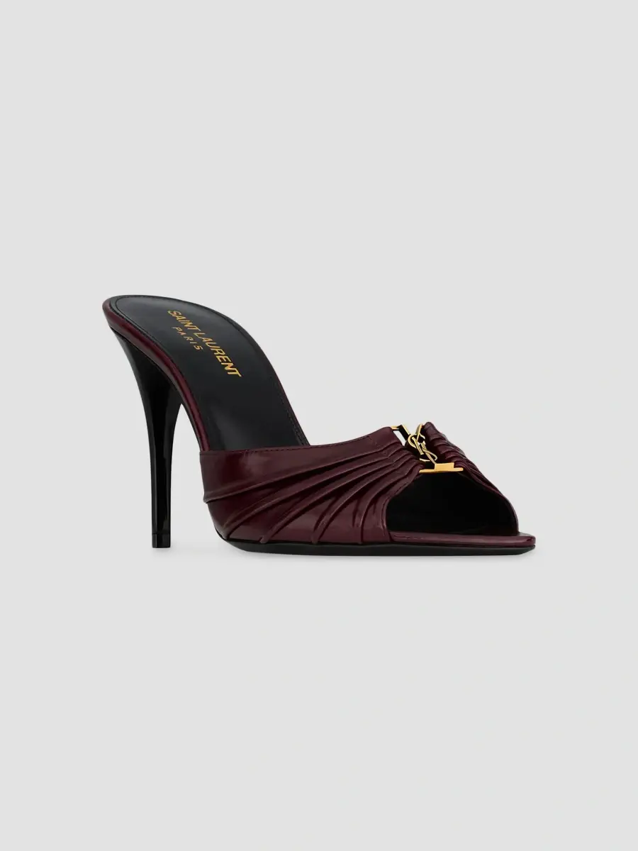 Saint Laurent Women's Babylone Mules in Smooth Leather - Bordeaux | Thumbnail 2