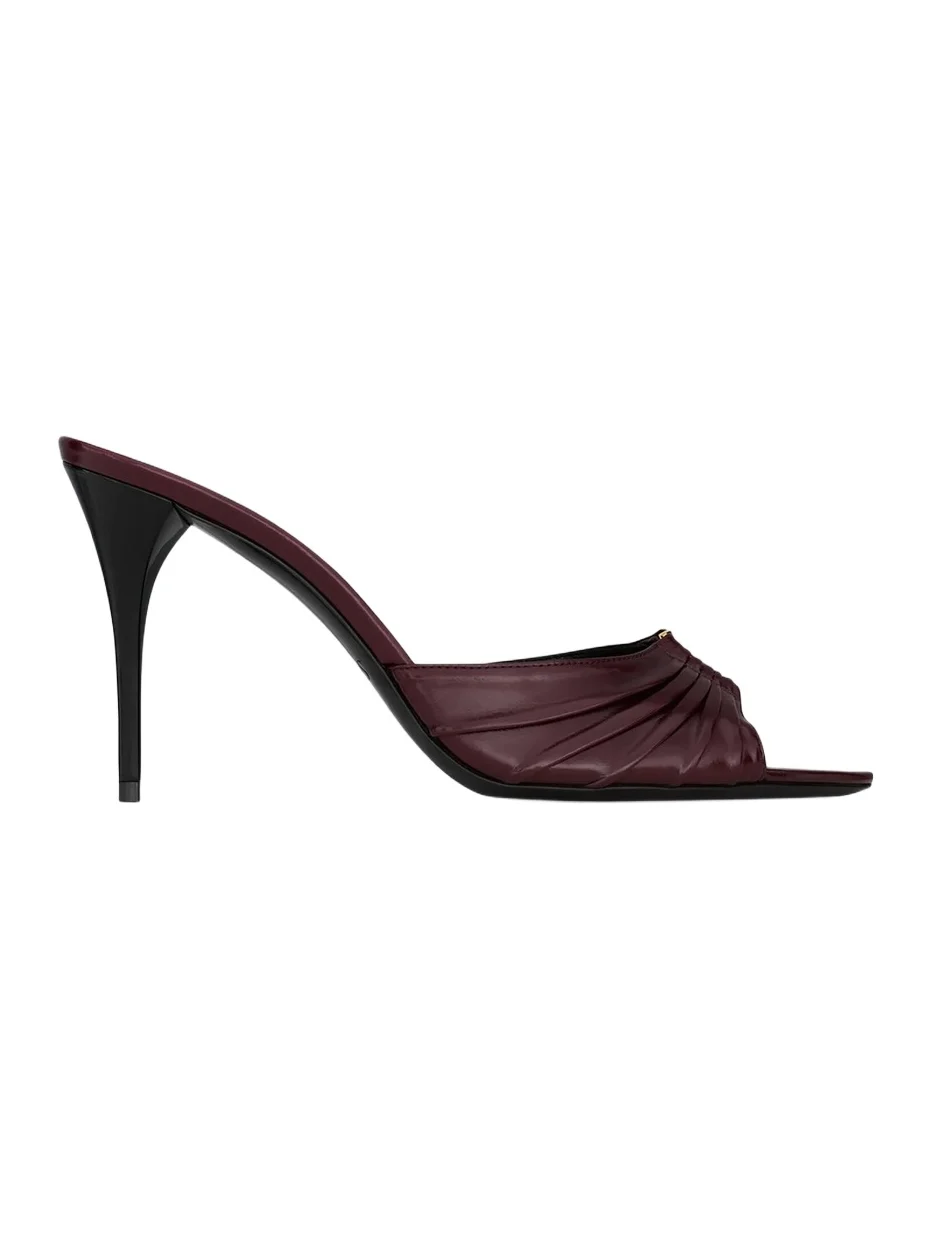 Saint Laurent Women's Babylone Mules in Smooth Leather - Bordeaux