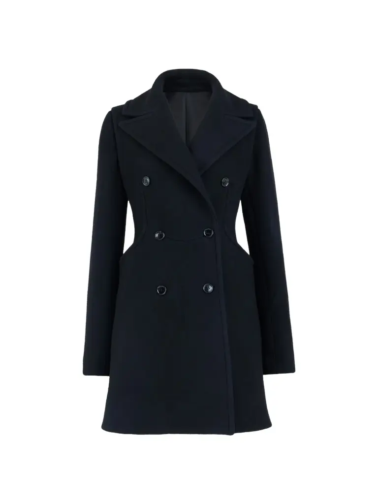 Women's Curved Pocket Double-Face Wool Coat