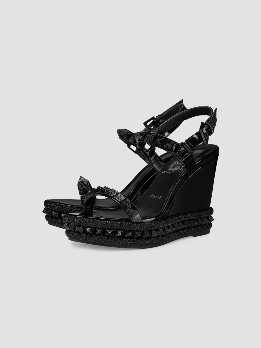 Christian Louboutin Women's Pyra Clou Patent Leather 110MM Wedges | Thumbnail 2 Christian Louboutin Women's Pyra Clou Patent Leather 110MM Wedges | Thumbnail 2