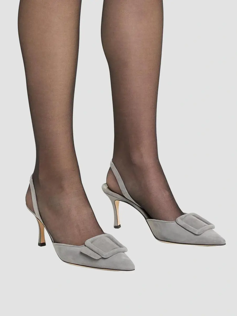 Manolo Blahnik Women's Maysli 70MM Suede Buckle Slingback Pumps | Thumbnail 2 Manolo Blahnik Women's Maysli 70MM Suede Buckle Slingback Pumps | Thumbnail 2