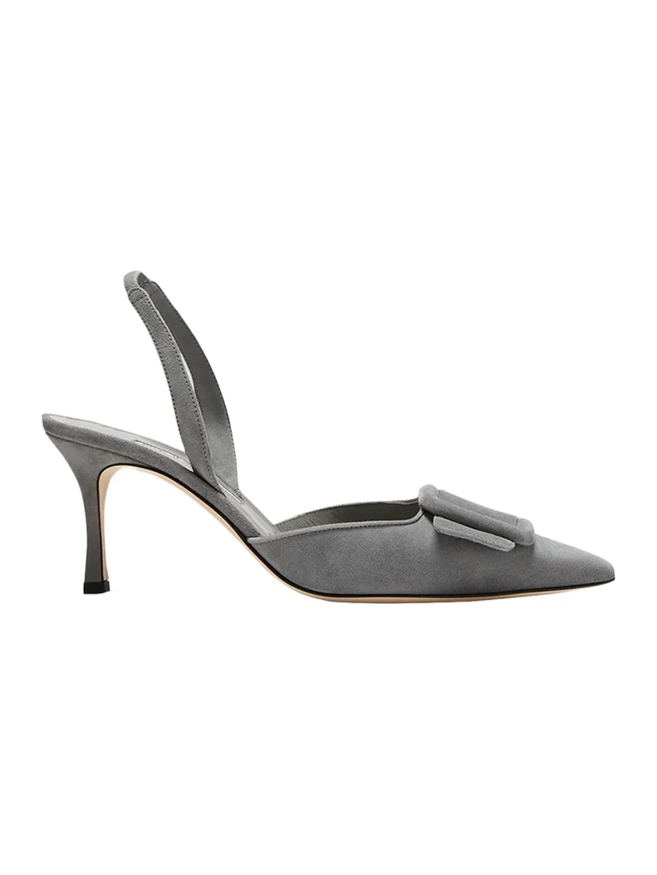 Manolo Blahnik Women's Maysli 70MM Suede Buckle Slingback Pumps