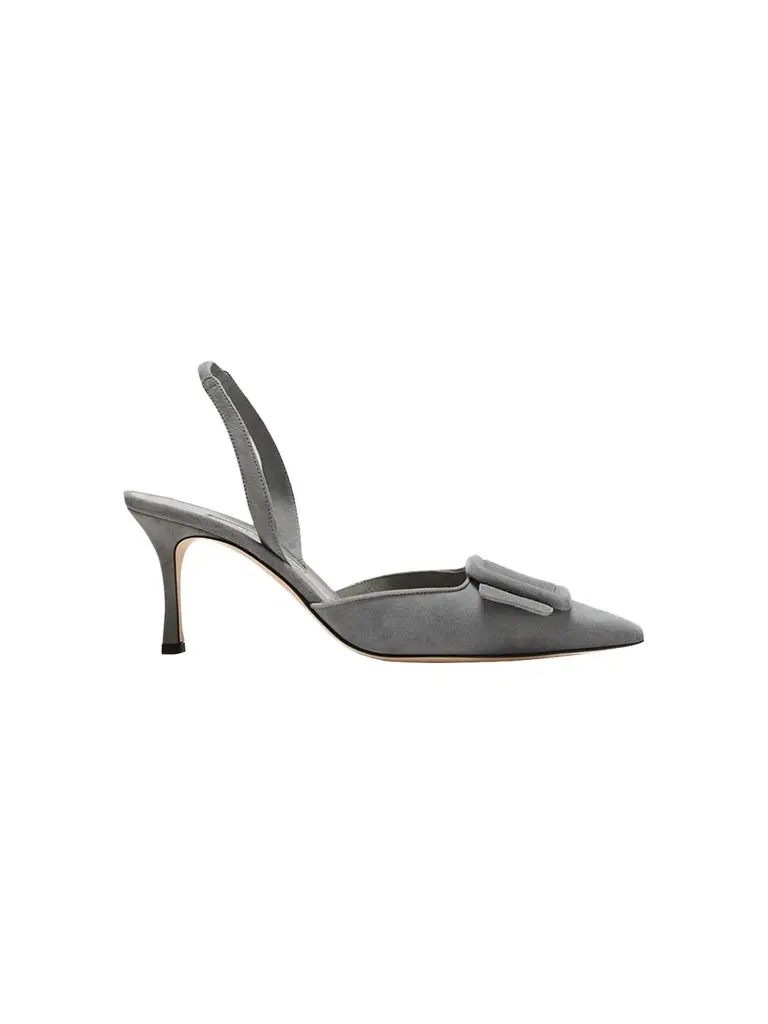 Manolo Blahnik Women's Maysli 70MM Suede Buckle Slingback Pumps