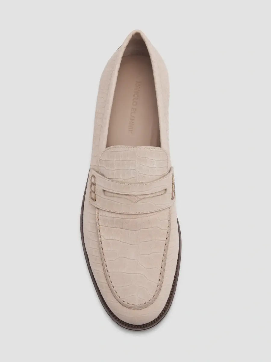 Manolo Blahnik Men's Perry Croc-Embossed Leather Penny Loafers | Thumbnail 3