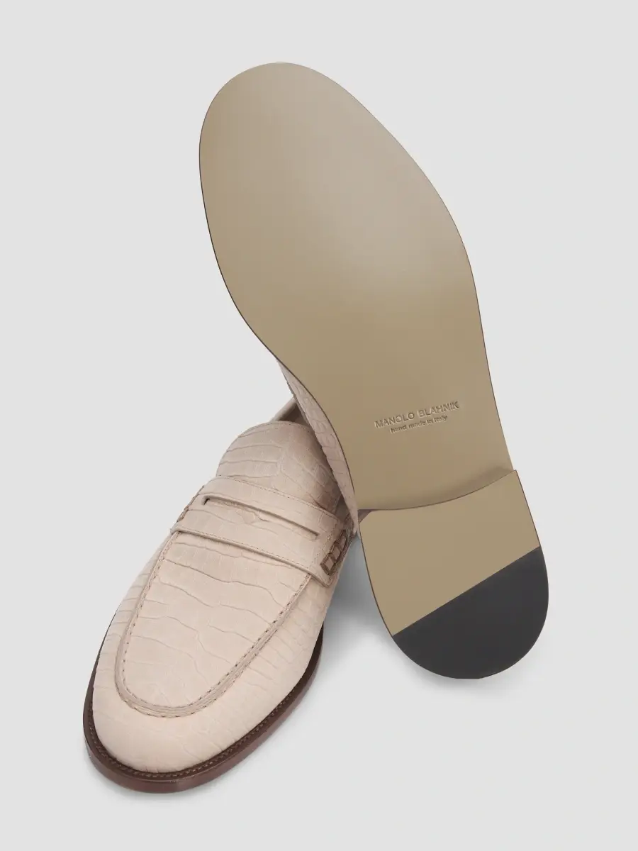 Manolo Blahnik Men's Perry Croc-Embossed Leather Penny Loafers | Thumbnail 4