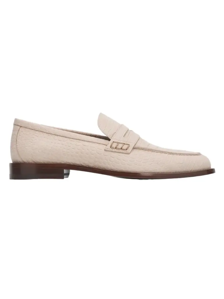 Manolo Blahnik Men's Perry Croc-Embossed Leather Penny Loafers