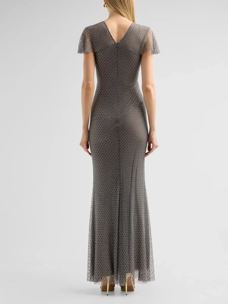 Self-Portrait Women's Rhinestone Fishnet Mesh Mermaid Maxi Dress | Thumbnail 3 Self-Portrait Women's Rhinestone Fishnet Mesh Mermaid Maxi Dress | Thumbnail 3